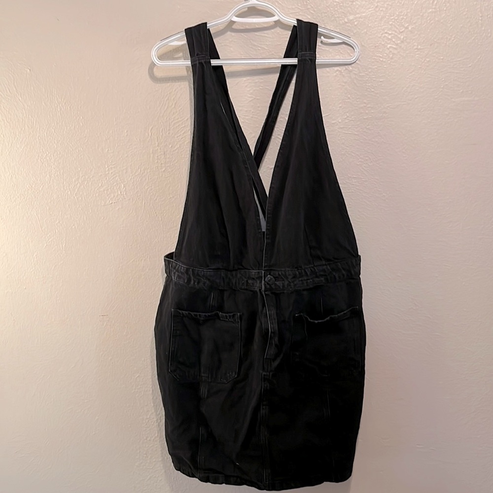 Forever21+ Plus Size Black Overall Jean Pinafore Dress